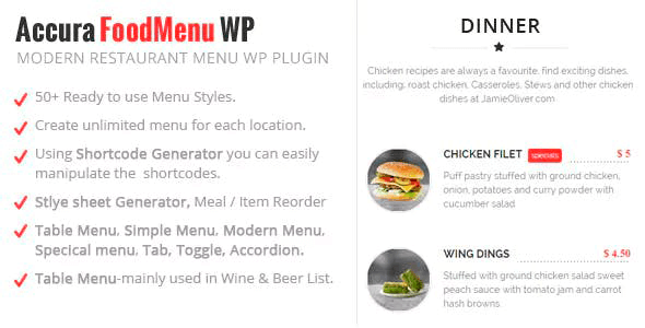 Accura FoodMenu WP 1.1.1 – Modern Restaurant Food Menu