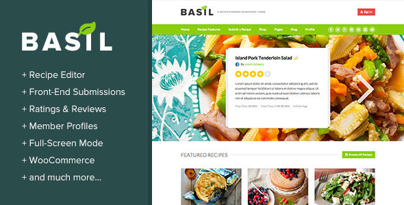 Basil Recipes 2.0.2 – A Recipe-Powered WordPress Theme