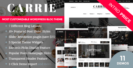 Carrie 2.2 – Personal & Magazine WordPress Responsive Clean Blog Theme