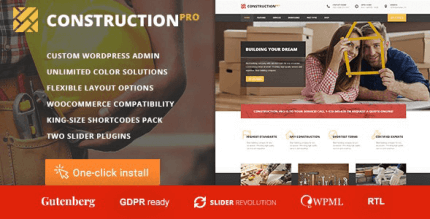 Construction PRO 1.3.1 – Building and Renovation Services Construction WordPress Theme