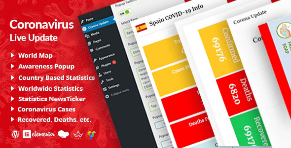Corona Updatepro 1.7.0 – COVID-19 Statistics Live Update for WordPress
