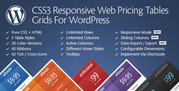 CSS3 Responsive Web Pricing Tables Grids for WordPress 11.5