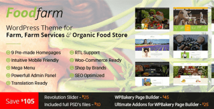 FoodFarm 1.8.9 – WordPress Theme for Farm, Farm Services and Organic Food Store