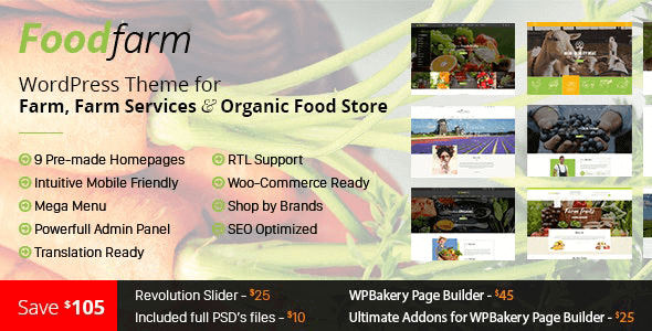 FoodFarm 1.9.0 – WordPress Theme for Farm, Farm Services and Organic Food Store
