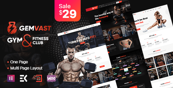 Gemvast 1.0.7 – Gym Fitness Club Multipage, Onepage WordPress Theme
