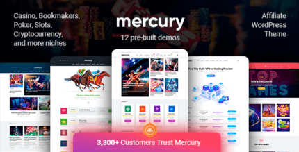 Mercury 3.9.8 NULLED – Gambling & Casino Affiliate WordPress Theme. News & Reviews