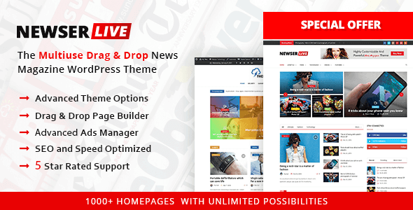 Newser 1.3.3 – The Multiuse Drag and Drop News Magazine WordPress Theme