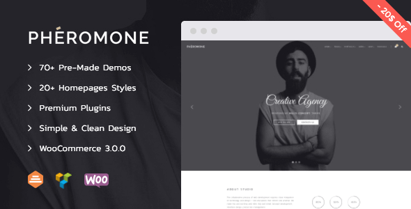 Pheromone 1.3.2 – Creative Multi-Concept WordPress Theme
