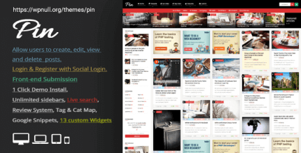 Pin 6.0 – Pinterest Style Personal Masonry Blog Front-end Submission