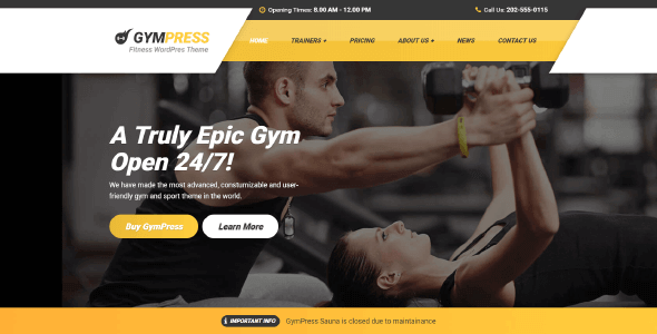 GymPress 1.3.2 – WordPress Theme for Local Gym, Fitness or Personal Trainer NULLED