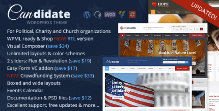 Candidate 7.3 NULLED – Political Nonprofit Church WordPress Theme