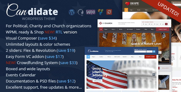 Candidate 7.4 NULLED – Political Nonprofit Church WordPress Theme