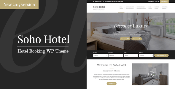 Soho Hotel 2.2.4 – Responsive Hotel Booking WP Theme
