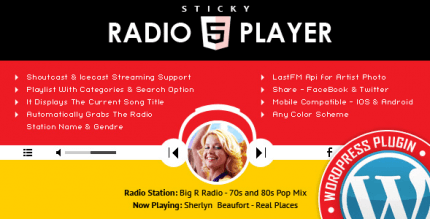 Sticky Radio Player 3.4 – Full Width Shoutcast and Icecast HTML5 Player WordPress Plugin