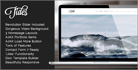 Tides 1.1.0 – Fullscreen Video One-Page WordPress Theme