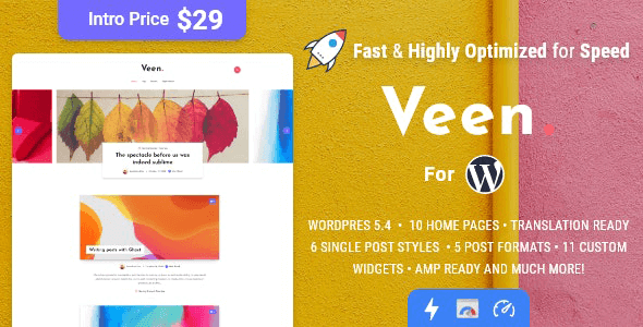 Veen 2.6.0 NULLED – Minimal & Lightweight Blog for WordPress