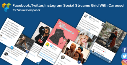 Visual Composer Facebook Twitter Instagram Social Streams Grid With Carousel 1.6