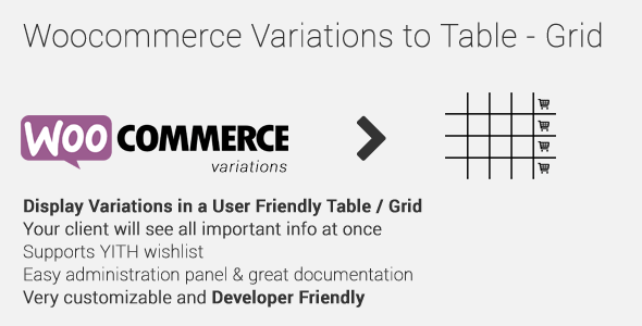 WooCommerce Variations to Table-Grid 1.5.2